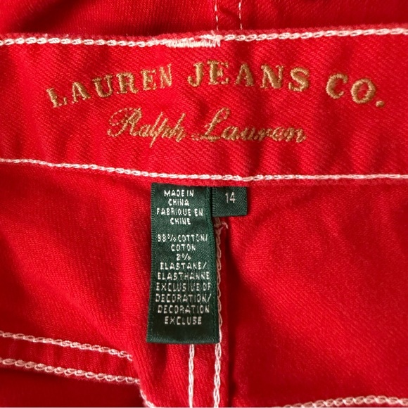 Lauren Ralph Lauren Retro Red  Straight Leg Mid Rise Jeans. Size 14 - Picture 12 of 13